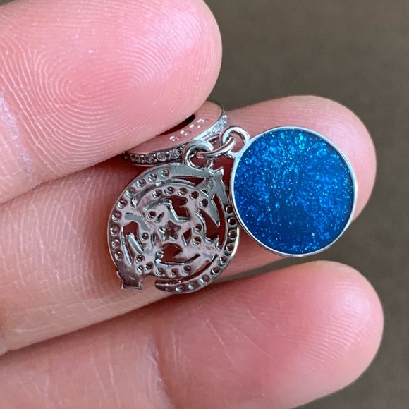 NWOT Two-tone Shooting Star Double Dangle Charm Pendant Sterling Silver 925 - Picture 11 of 16